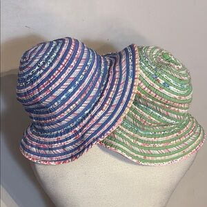 Bundle of Two Colorful Floral and Ribbon Bucket hats - Vintage